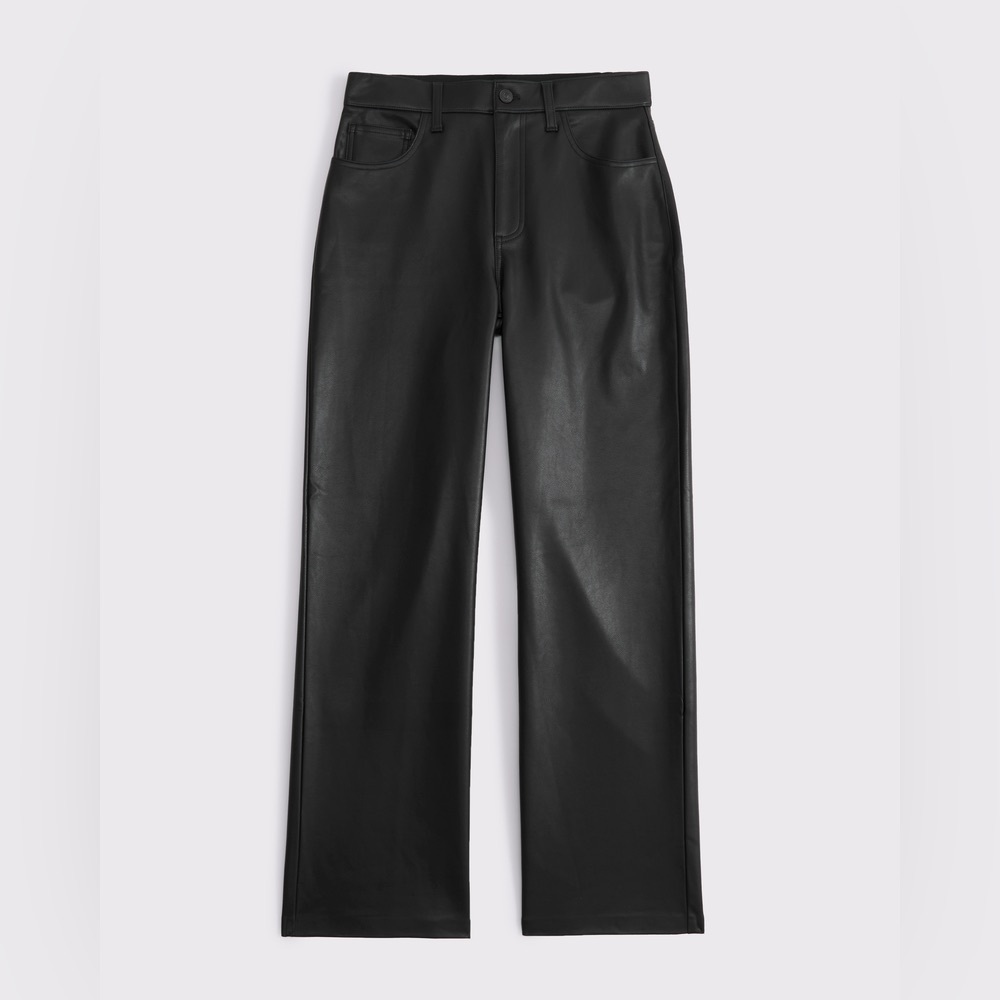 Abercrombie & Fitch Black Vegan Leather Pants split hem